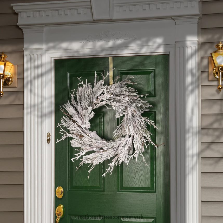 Greenery | National Tree Company 24\ Pre-Lit Snowy Twig Wreath F2L4F269